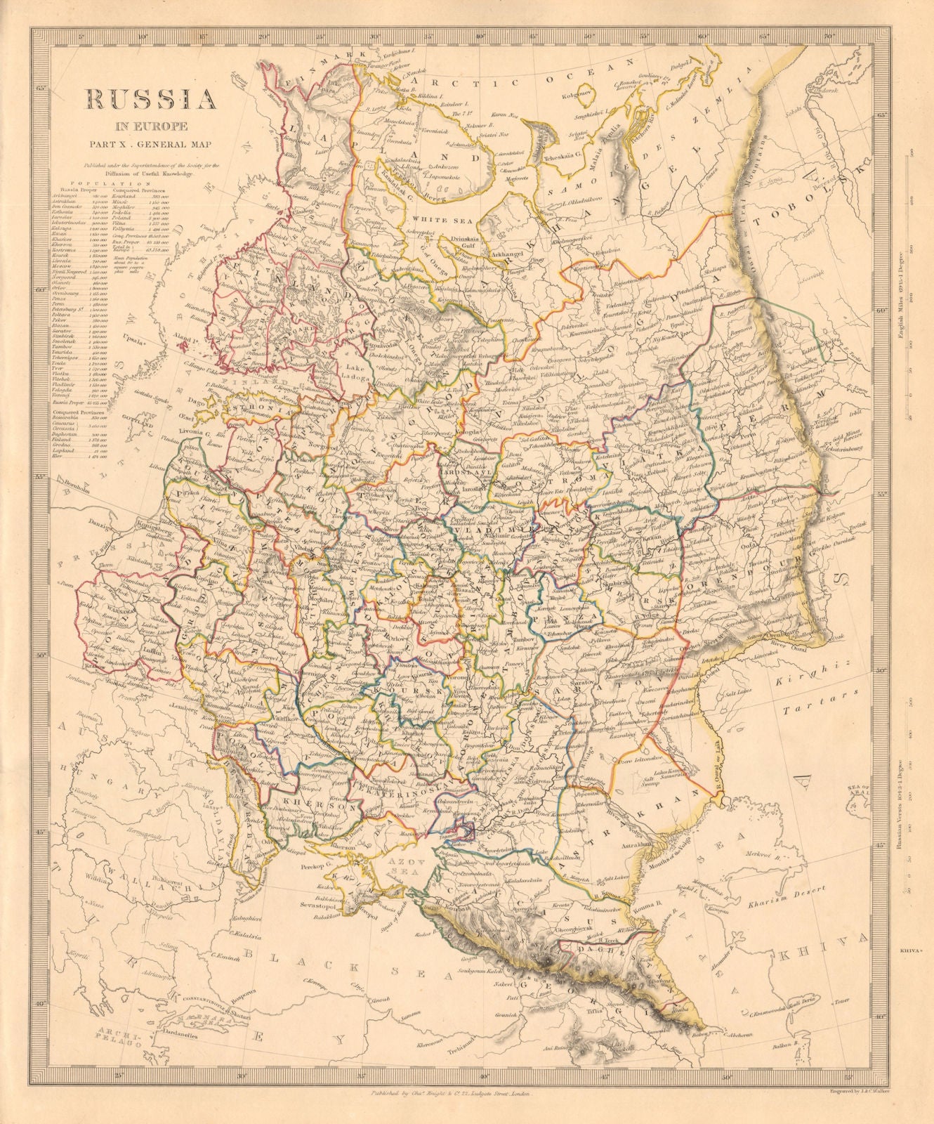 RUSSIA. Eastern Europe. Ukraine Belarus Baltics Finland Georgia. SDUK 1845 map